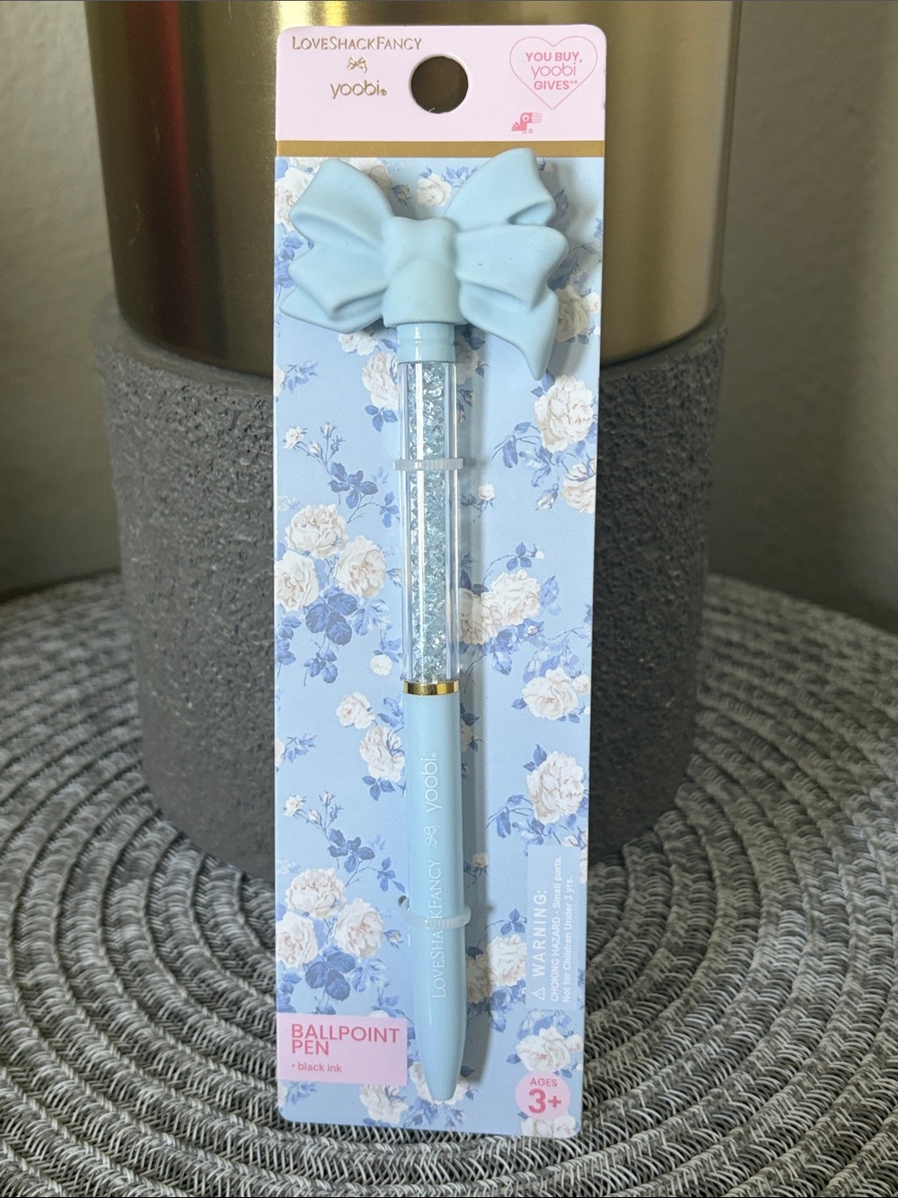 Love Shack Fancy X Yoobi Everblooming Rosettes Ballpoint Pen Whisper Blue